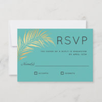 Golden Palm Frond Modern Minimalist RSVP
