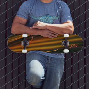 Golden Palm Fronds Tropical Abstract Skateboard