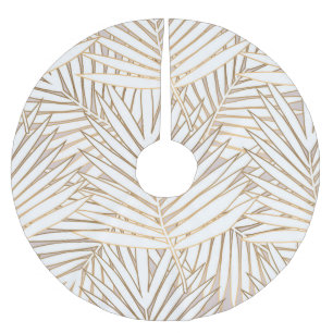 Golden palm leaves: art deco. brushed polyester tree skirt