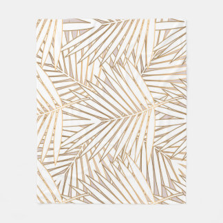 Golden palm leaves: art deco. fleece blanket