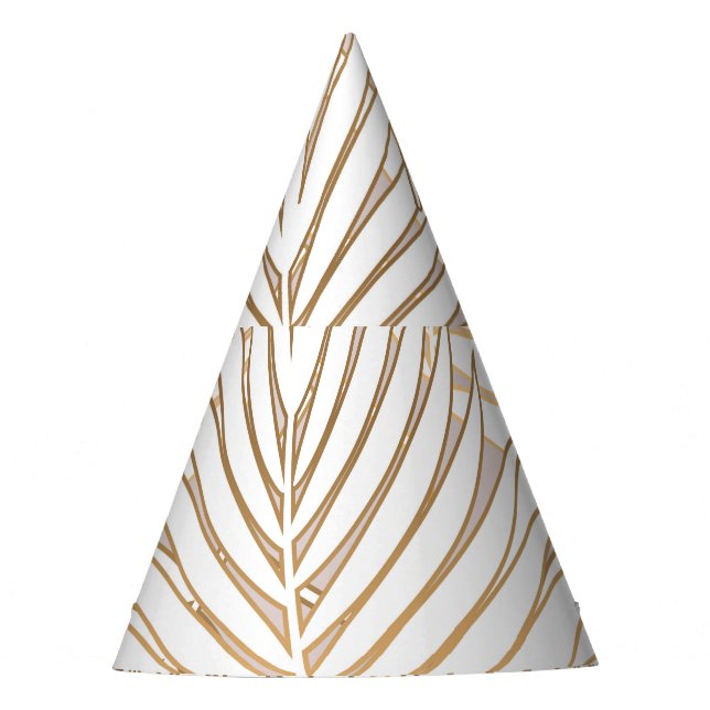 Golden palm leaves: art deco. party hat (Front)