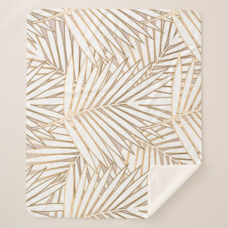 Golden palm leaves: art deco. sherpa blanket