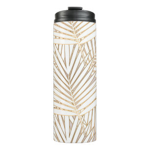 Golden palm leaves: art deco. thermal tumbler