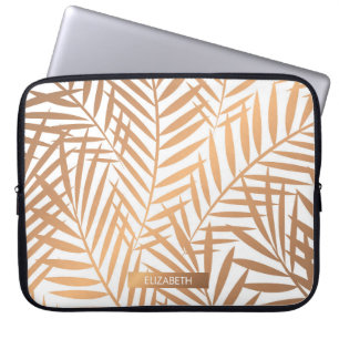Golden Palm Tree Leaf Pattern Laptop Sleeve
