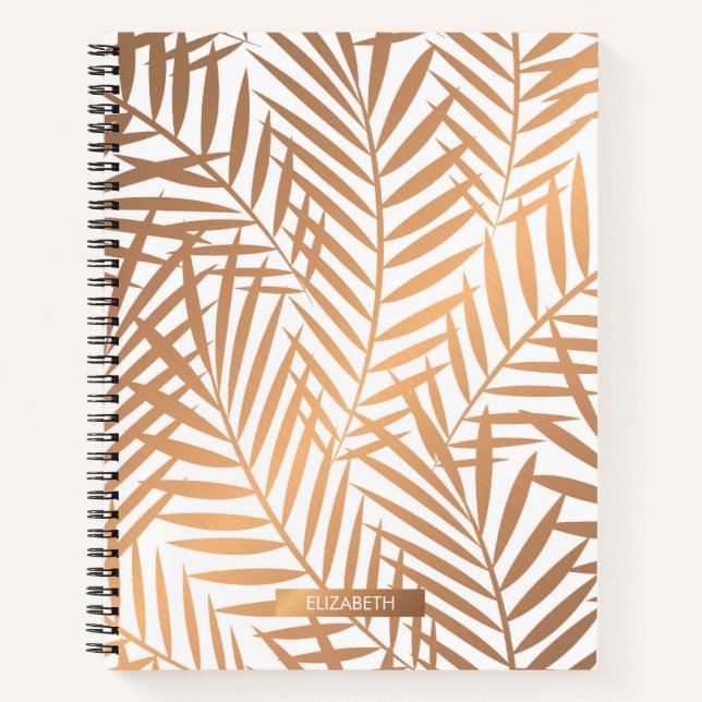 Golden Palm Tree Leaf Pattern Notebook (Front)