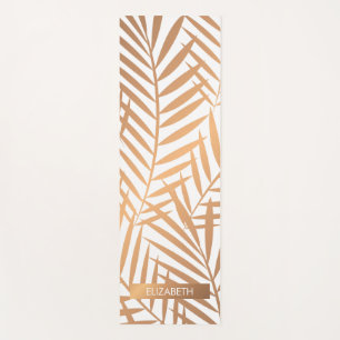Golden Palm Tree Leaf Pattern Yoga Mat