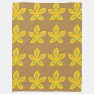Golden Palmate Pattern Fleece Blanket