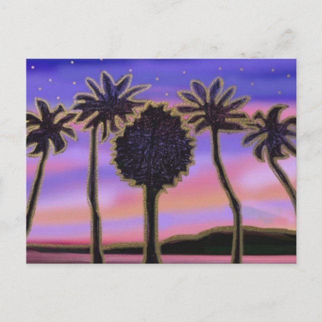 Golden Palms Sunset Postcard (Front)