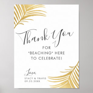 Golden Palms Thank You Beach Wedding Sign
