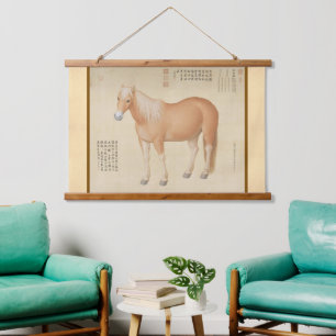 Golden Palomino Steed - Vintage Chinese Art Hanging Tapestry