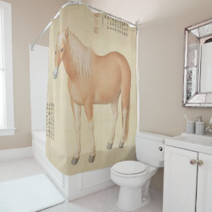Golden Palomino Steed - Vintage Chinese Art Shower Curtain