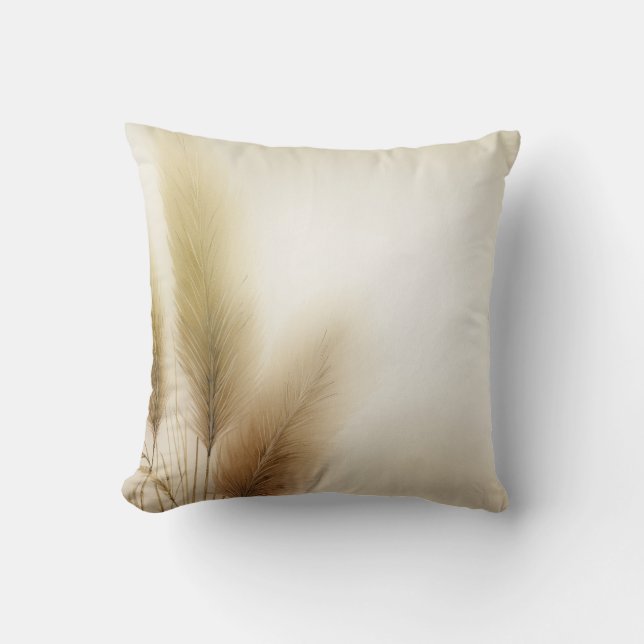 Golden Pampas Grass Bohemian Boho Cushion (Front)