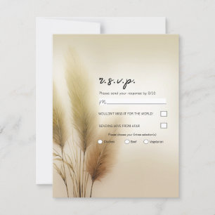 Golden Pampas Grass Bohemian Boho Wedding RSVP Invitation