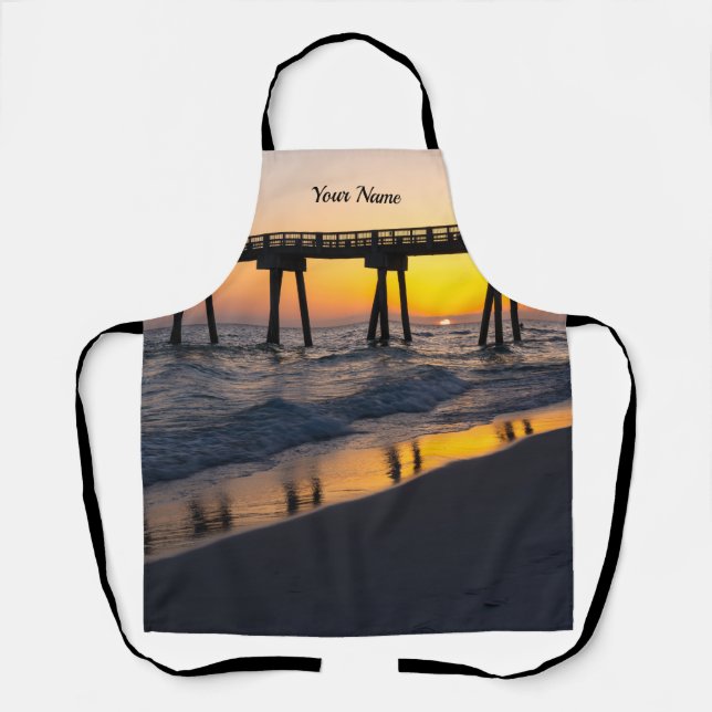 Golden Panama City Beach Sunset Reflections Apron (Front)