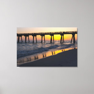 Golden Panama City Beach Sunset Reflections Canvas Print