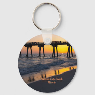 Golden Panama City Beach Sunset Reflections Key Ring