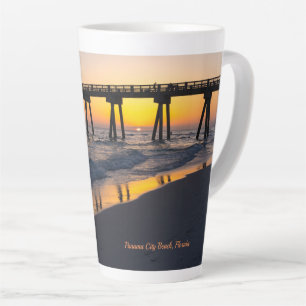 Golden Panama City Beach Sunset Reflections Latte Mug