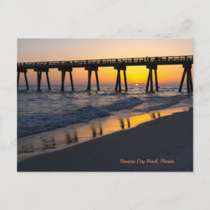 Golden Panama City Beach Sunset Reflections Postcard