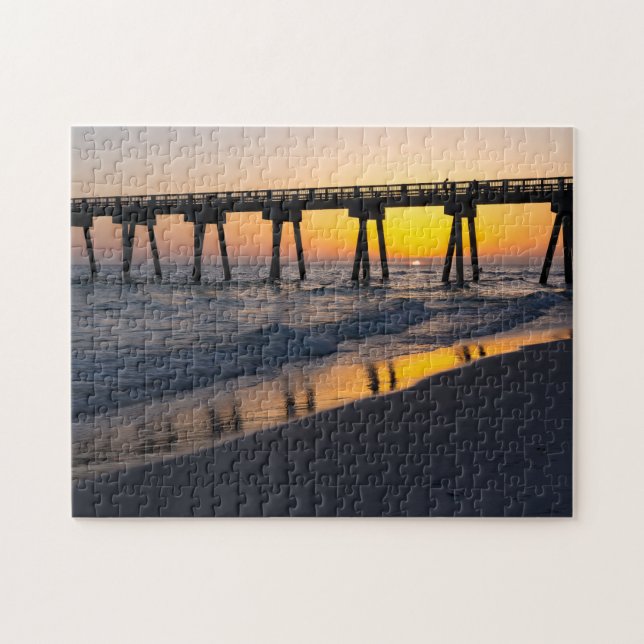Golden Panama City Beach Sunset Reflections Puzzle (Horizontal)