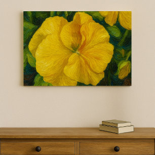 Golden Pansy Brushstroke  Canvas Print