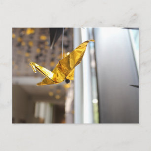 Golden Paper Crane Postcard