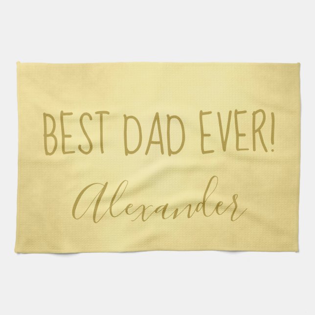Golden Parchment Best Dad Ever Tea Towel (Horizontal)