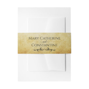 Golden Parchment Elegant Vintage Wedding Invitation Belly Band