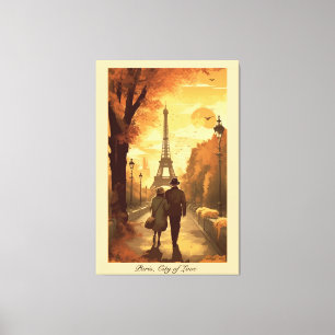 Golden Paris Romance Gallery Wall Aesthetic Canvas Print