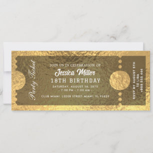 Golden Party Ticket Invitation