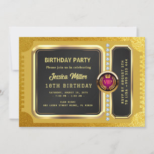 Golden Party Ticket Invitation