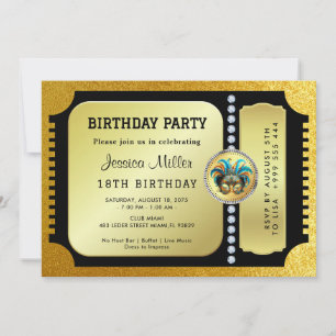 Golden Party Ticket Invitation