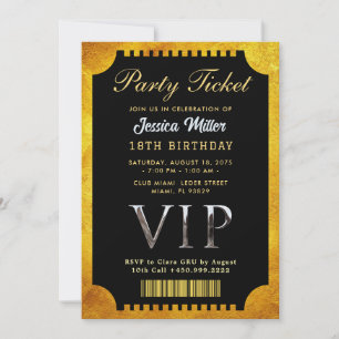 Golden Party Ticket Invitation