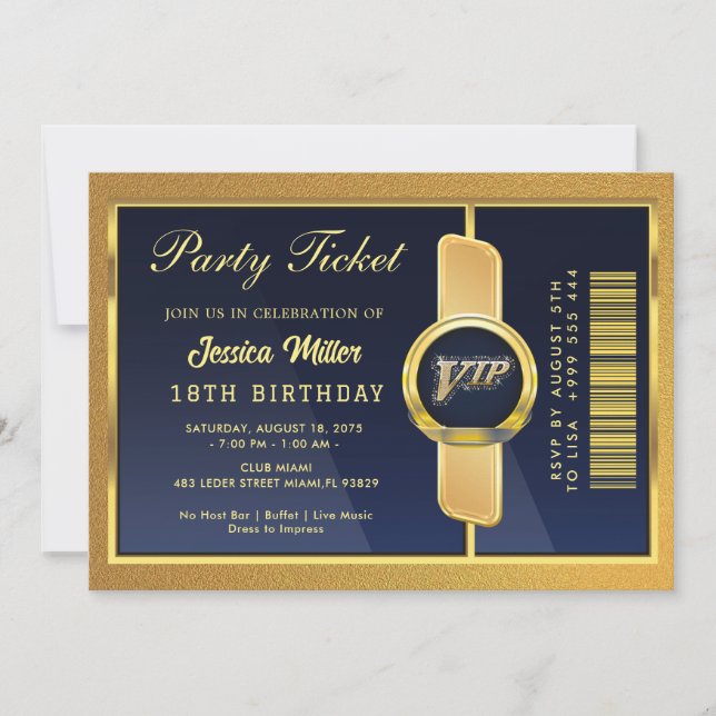 Golden Party Ticket Invitation (Front)