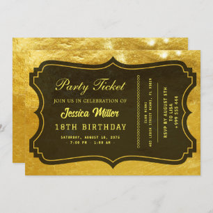 Golden Party Ticket Invitation