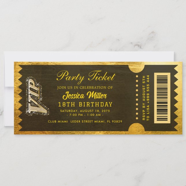 Golden Party Ticket Invitation (Front)
