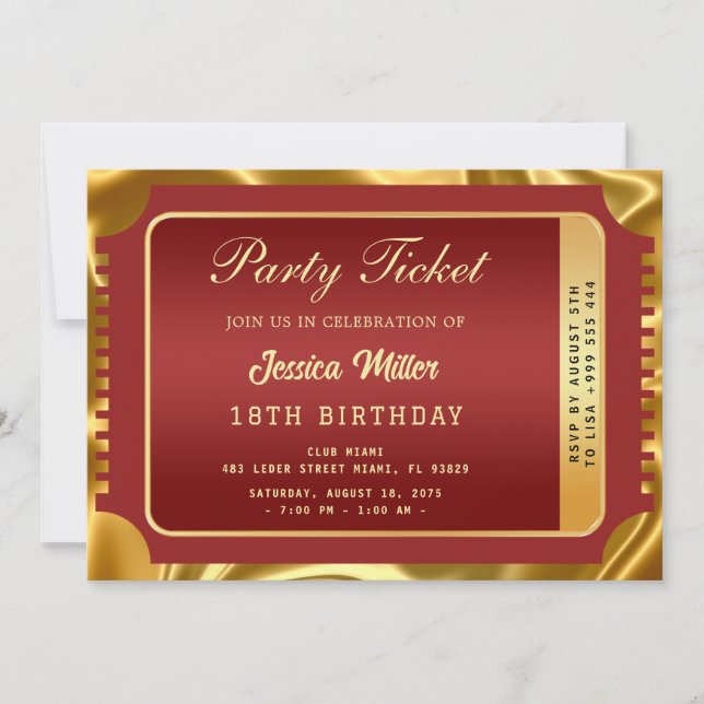 Golden Party Ticket Invitation (Front)