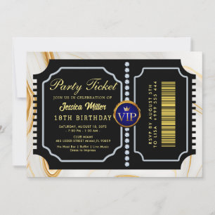 Golden Party Ticket Invitation