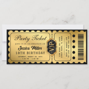 Golden Party Ticket Invitation