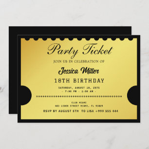 Golden Party Ticket Invitation