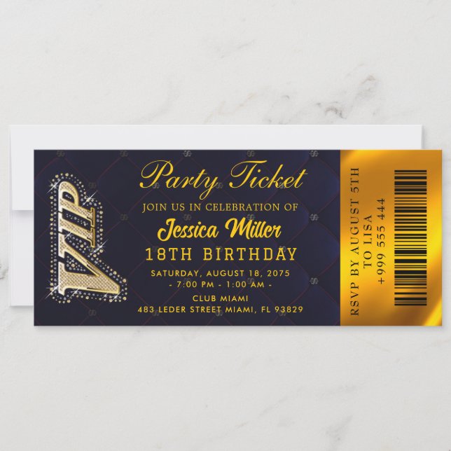 Golden Party Ticket Invitation (Front)