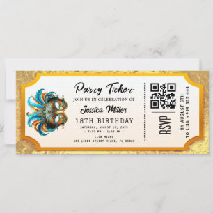 Golden Party Ticket Invitation