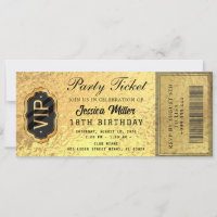 Golden Party Ticket Invitation