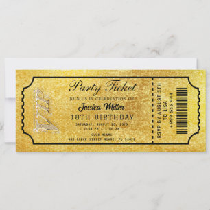 Golden Party Ticket Invitation