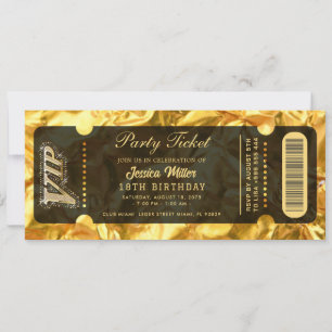 Golden Party Ticket Invitation