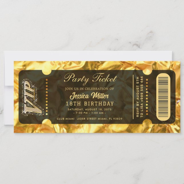 Golden Party Ticket Invitation (Front)