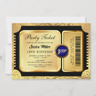 Golden Party Ticket Invitation