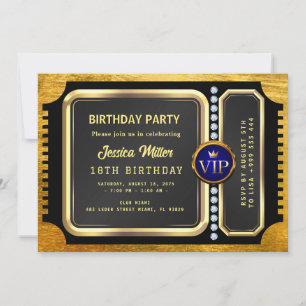 Golden Party Ticket Invitation