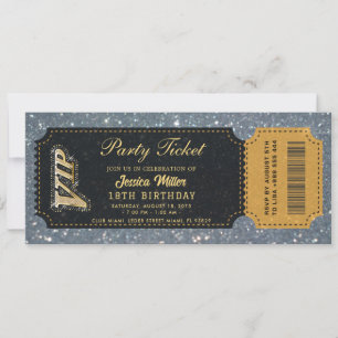 golden party ticket invitations