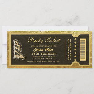 golden party ticket invitations