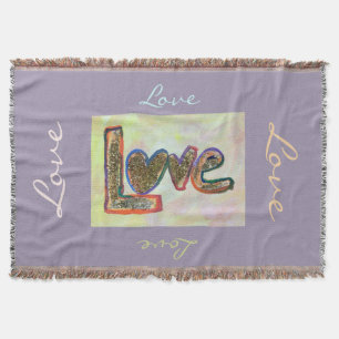 Golden Pastels Love Word Art Custom Throw Blanket
